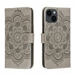 Sun Mandala Embossing Leather Phone Case, For iPhone 14 / 13, For iPhone 14 Plus, For iPhone 14 Pro, For iPhone 14 Pro Max