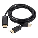 Cabo Adaptador HDMI para USB+DisplayPort com Fonte de Alimentação, Comprimento: 1,8m, 180cm