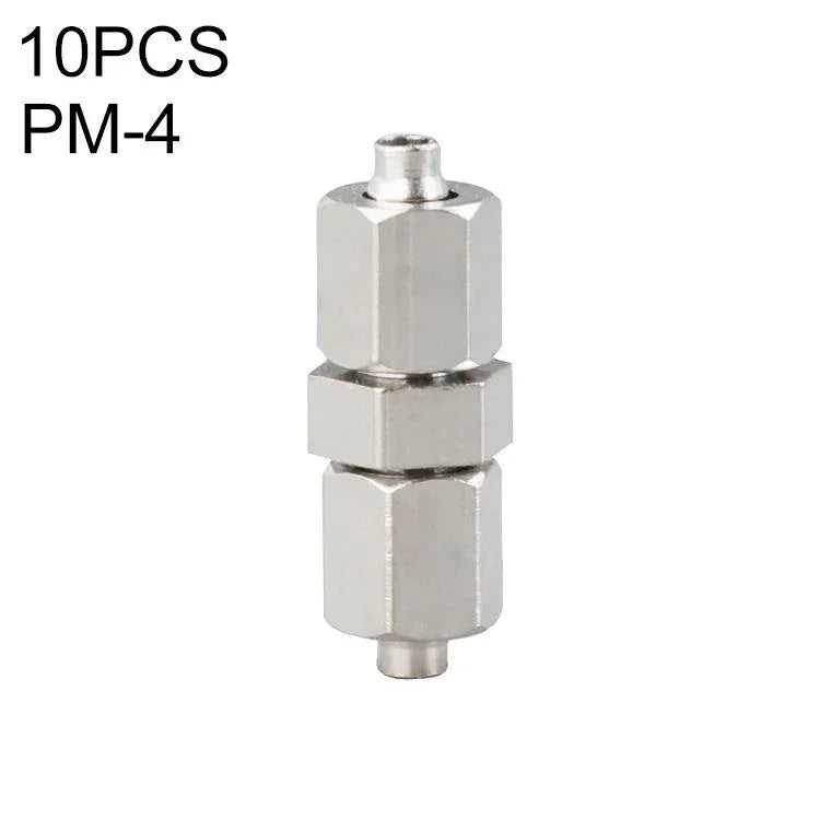Conector Reto Pneumático de Cobre Niquelado LAIZE PM-4, 2 Peças, PM-4 (2 peças), PM-6 (2 peças), PM-8 (2 peças), PM-10 (2 peças), PM-12, PM-14, PM-16
