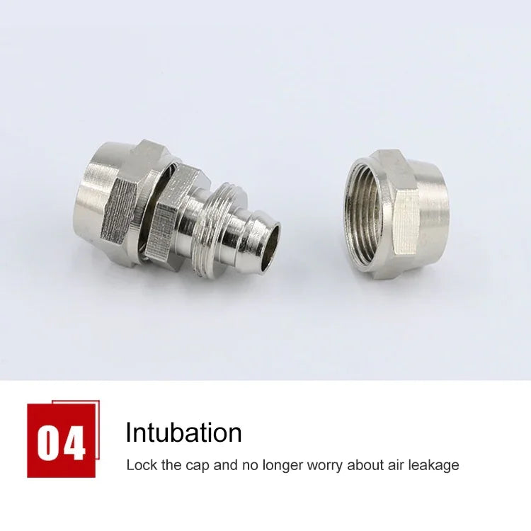 Conector Reto Pneumático de Cobre Niquelado LAIZE PM-4, 2 Peças, PM-4 (2 peças), PM-6 (2 peças), PM-8 (2 peças), PM-10 (2 peças), PM-12, PM-14, PM-16