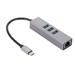 SL-030 Adaptador Conversor HUB USB-C / Tipo-C para Ethernet Gigabit RJ45 & 3 x USB 3.0, USB-C / Tipo-C para RJ45 & 3 x USB