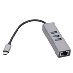 SL-030 Adaptador Conversor HUB USB-C / Tipo-C para Ethernet Gigabit RJ45 & 3 x USB 3.0, USB-C / Tipo-C para RJ45 & 3 x USB