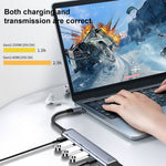 Adaptador Multifuncional Y002 6 em 1 Tipo-C para VGA+HDMI+USB Duplo+USB-C Duplo/Tipo-C, Y002