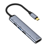 Adaptador Multifuncional Y004 6 em 1 USB-C/Tipo-C para HDMI+USB 3.1+USB 2.0 Duplo+USB-C Duplo/Tipo-C, Y004