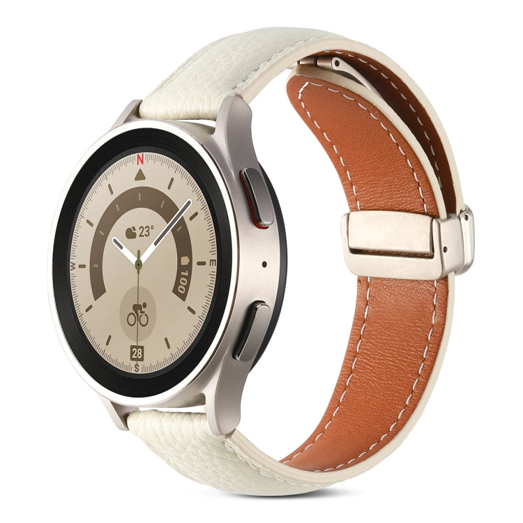 Pulseira de relógio em pele genuína com fivela dobrável, para Samsung Galaxy Watch 5
