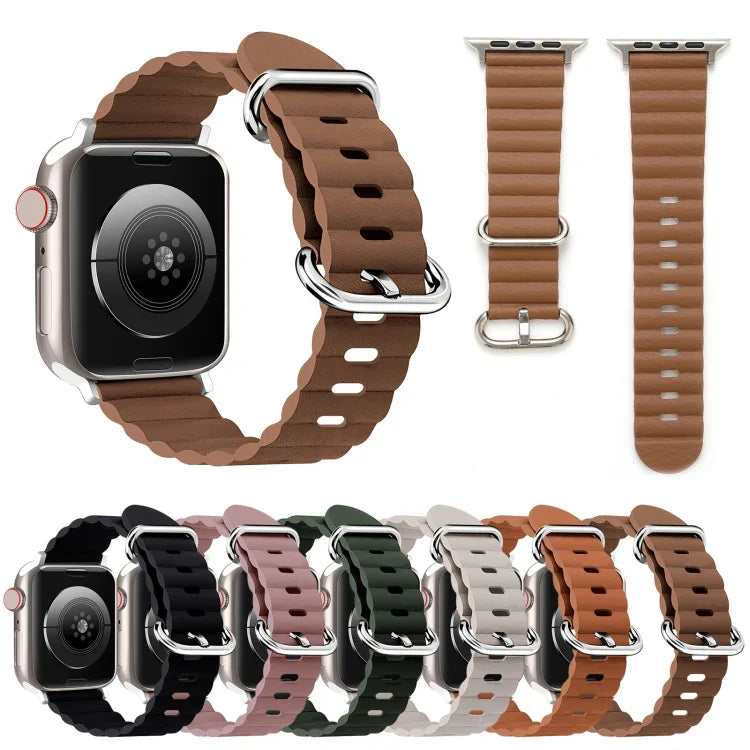 Correia de Relógio em Pele Estilo Oceano, Para Apple Watch Ultra 49mm / Series 8&7 45mm / SE 2&6&SE&5&4 44mm / 3&2&1 42mm, Para Apple Watch Ultra 49mm / Series 8&7 45mm /, Para Apple Watch Series 8&7 41mm / SE 2&6&SE&5&4 40mm / 3&2&1 38mm