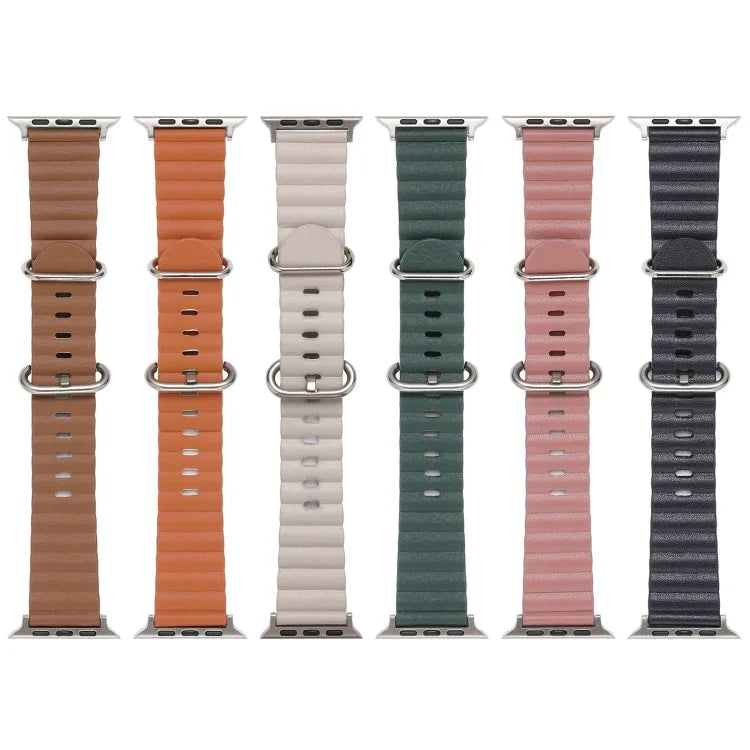 Correia de Relógio em Pele Estilo Oceano, Para Apple Watch Ultra 49mm / Series 8&7 45mm / SE 2&6&SE&5&4 44mm / 3&2&1 42mm, Para Apple Watch Ultra 49mm / Series 8&7 45mm /, Para Apple Watch Series 8&7 41mm / SE 2&6&SE&5&4 40mm / 3&2&1 38mm