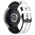 For Samsung Galaxy Watch5 44mm / 40mm Silicone Leather Black Buckle Watch Band, S, L