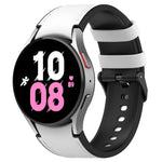 For Samsung Galaxy Watch5 44mm / 40mm Silicone Leather Black Buckle Watch Band, S, L