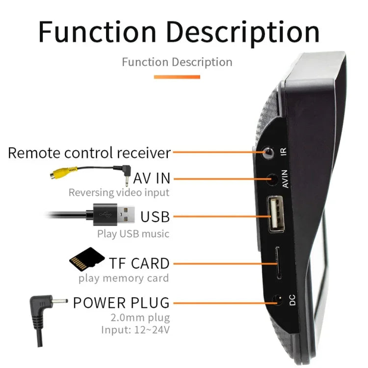 Leitor Multimédia de Rádio CarPlay Sem Fios de 7 polegadas, Ecrã Tátil IPS 1080P, Rádio MP5, Bluetooth, Monitor, B600W