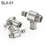 Conector Pneumático de Válvula de Aceleração com Rosca Macho em Cobre Níquelado LAIZE, SL4-01, SL4-02, SL4-M5, SL6-01, SL6-02, SL6-03, SL6-04, SL6-M5, SL8-01, SL8-02, SL8-03, SL8-04, SL10-01, SL10-02, SL10-03, SL10-04, SL12-02, SL12-03, SL12-04