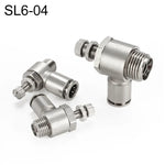 Conector Pneumático de Válvula de Aceleração com Rosca Macho em Cobre Níquelado LAIZE, SL4-01, SL4-02, SL4-M5, SL6-01, SL6-02, SL6-03, SL6-04, SL6-M5, SL8-01, SL8-02, SL8-03, SL8-04, SL10-01, SL10-02, SL10-03, SL10-04, SL12-02, SL12-03, SL12-04