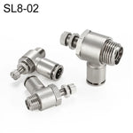 Conector Pneumático de Válvula de Aceleração com Rosca Macho em Cobre Níquelado LAIZE, SL4-01, SL4-02, SL4-M5, SL6-01, SL6-02, SL6-03, SL6-04, SL6-M5, SL8-01, SL8-02, SL8-03, SL8-04, SL10-01, SL10-02, SL10-03, SL10-04, SL12-02, SL12-03, SL12-04