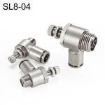 Conector Pneumático de Válvula de Aceleração com Rosca Macho em Cobre Níquelado LAIZE, SL4-01, SL4-02, SL4-M5, SL6-01, SL6-02, SL6-03, SL6-04, SL6-M5, SL8-01, SL8-02, SL8-03, SL8-04, SL10-01, SL10-02, SL10-03, SL10-04, SL12-02, SL12-03, SL12-04