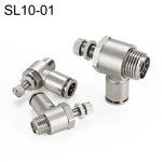 Conector Pneumático de Válvula de Aceleração com Rosca Macho em Cobre Níquelado LAIZE, SL4-01, SL4-02, SL4-M5, SL6-01, SL6-02, SL6-03, SL6-04, SL6-M5, SL8-01, SL8-02, SL8-03, SL8-04, SL10-01, SL10-02, SL10-03, SL10-04, SL12-02, SL12-03, SL12-04