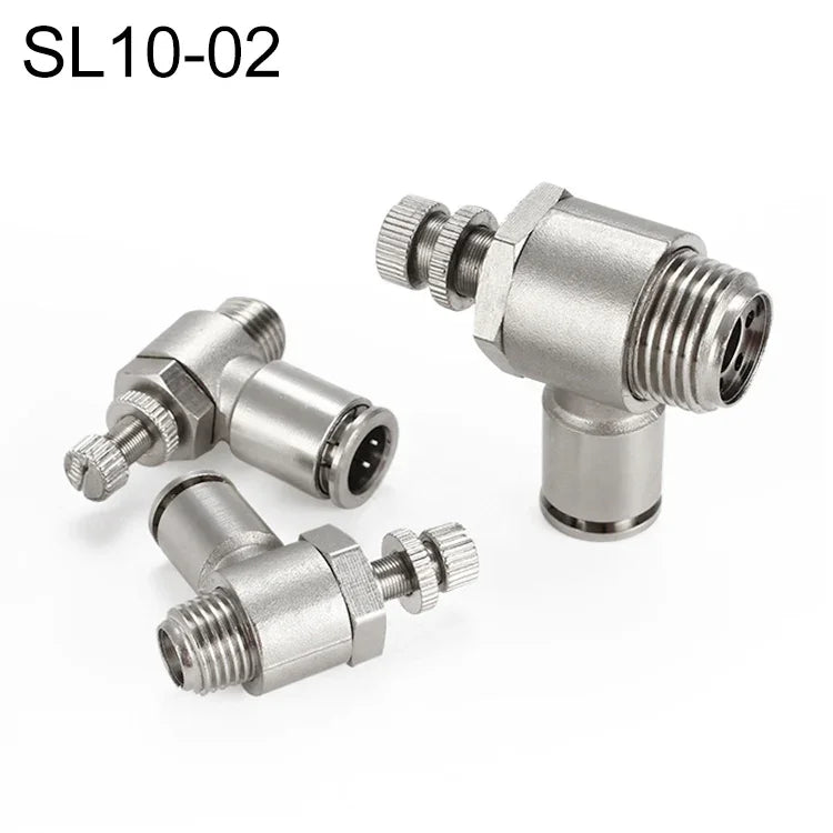 Conector Pneumático de Válvula de Aceleração com Rosca Macho em Cobre Níquelado LAIZE, SL4-01, SL4-02, SL4-M5, SL6-01, SL6-02, SL6-03, SL6-04, SL6-M5, SL8-01, SL8-02, SL8-03, SL8-04, SL10-01, SL10-02, SL10-03, SL10-04, SL12-02, SL12-03, SL12-04