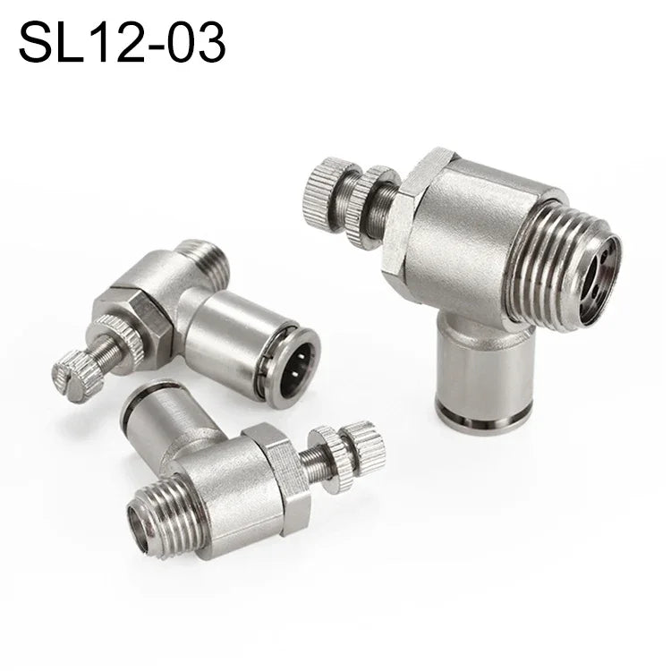 Conector Pneumático de Válvula de Aceleração com Rosca Macho em Cobre Níquelado LAIZE, SL4-01, SL4-02, SL4-M5, SL6-01, SL6-02, SL6-03, SL6-04, SL6-M5, SL8-01, SL8-02, SL8-03, SL8-04, SL10-01, SL10-02, SL10-03, SL10-04, SL12-02, SL12-03, SL12-04