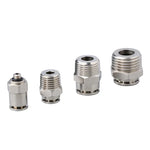 Conector Rápido Pneumático Reto com Rosca Macho em Cobre Níquelado LAIZE, PC4-01, PC4-02, PC4-M5, PC6-01, PC6-02, PC6-03, PC6-04, PC6-M5, PC8-01, PC8-02, PC8-03, PC8-04, PC10-01, PC10-02, PC10-03, PC10-04, PC12-01, PC12-02, PC12-03, PC12-04, PC14-02