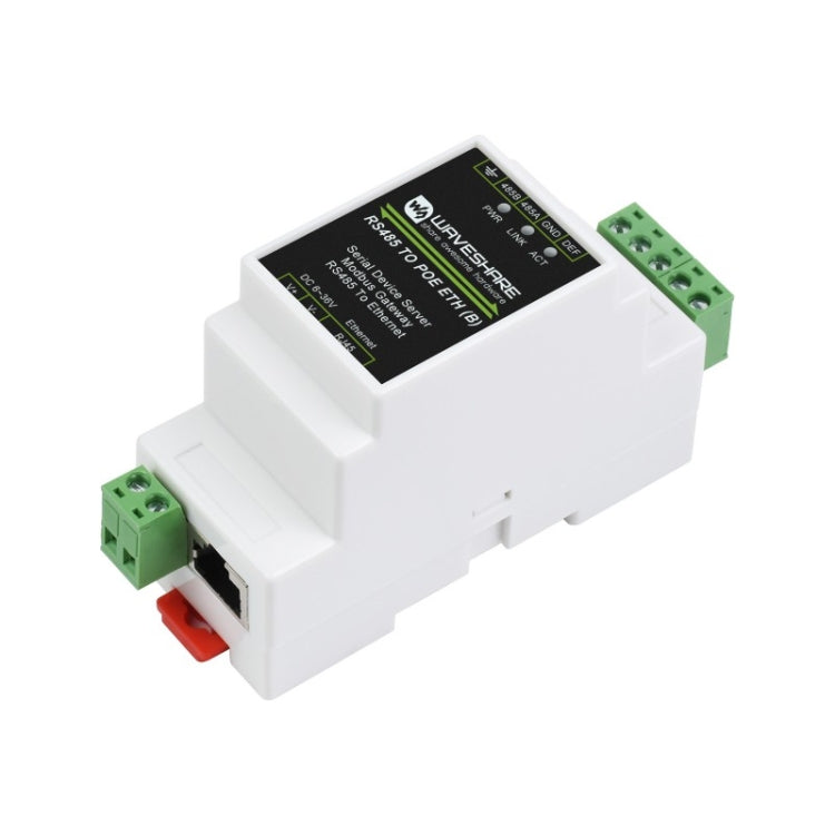 Servidor serial Waveshare Din Rail RS485 para RJ45 com função POE, 23273
