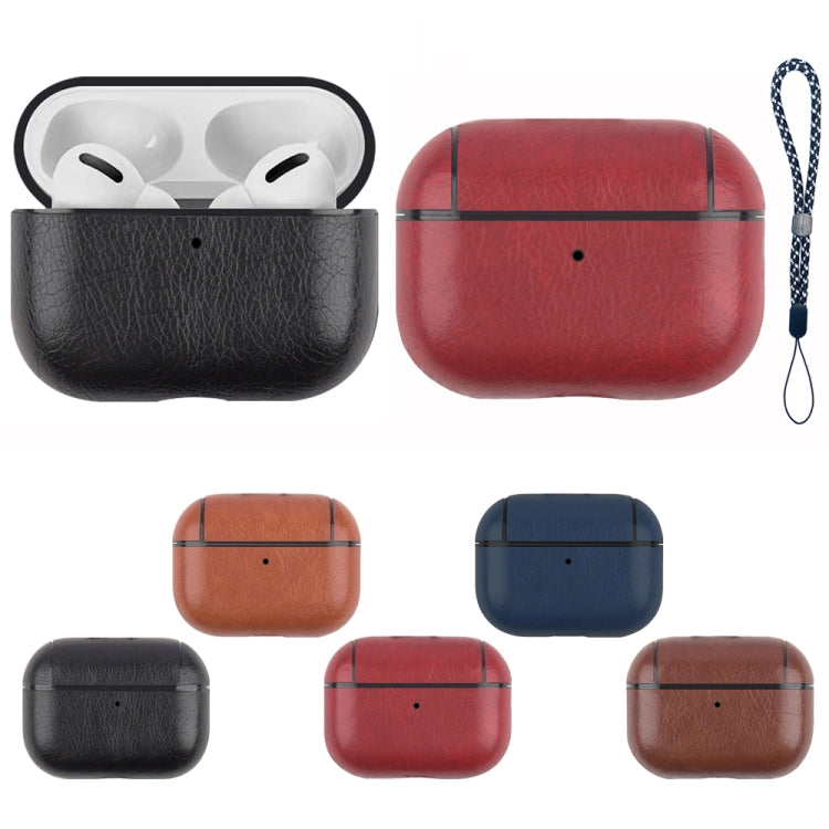 Wireless Earphone Leather Shockproof Protective Case with Lanyard, For AirPods Pro 2