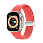 Pulseira de Relógio em Silicone com Fivela Dobrável, Para Apple Watch Ultra 49mm, Para Apple Watch Series 8&7 45mm / SE 2&6&SE&5&4 44mm / 3&2&1 42mm