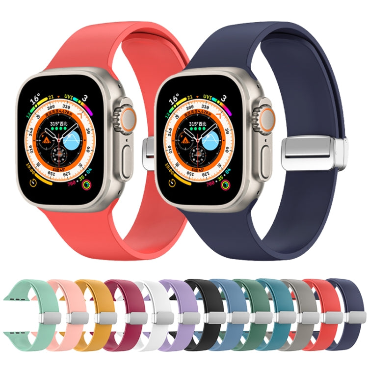Pulseira de Relógio em Silicone com Fivela Dobrável, Para Apple Watch Ultra 49mm, Para Apple Watch Series 8&7 45mm / SE 2&6&SE&5&4 44mm / 3&2&1 42mm
