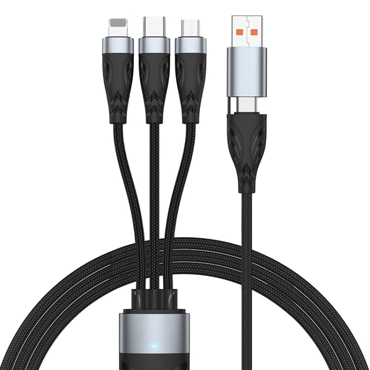 ADC-008 Cabo de Dados de Carga Rápida Totalmente Compatível USB/Tipo-C para Tipo-C + 8 Pinos + Micro USB Dois para Três 100W, 1,2m, 2m