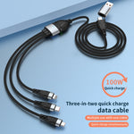 ADC-008 Cabo de Dados de Carga Rápida Totalmente Compatível USB/Tipo-C para Tipo-C + 8 Pinos + Micro USB Dois para Três 100W, 1,2m, 2m