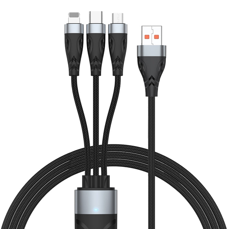 ADC-008 Cabo de Dados de Carregamento Rápido USB para USB-C/Type-C + 8 Pinos + Micro USB 3 em 1 Totalmente Compatível, 1,2m, 2m