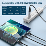 ADC-008 Cabo de Dados de Carregamento Rápido USB para USB-C/Type-C + 8 Pinos + Micro USB 3 em 1 Totalmente Compatível, 1,2m, 2m