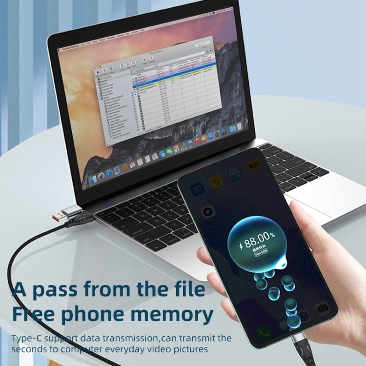 ADC-008 Cabo de Dados de Carregamento Rápido USB para USB-C/Type-C + 8 Pinos + Micro USB 3 em 1 Totalmente Compatível, 1,2m, 2m