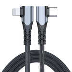 ADC-009 Cabo de Dados com Duplo Cotovelo USB-C/Type-C para 8 Pinos 20W, 0,4m, 1m, 2m