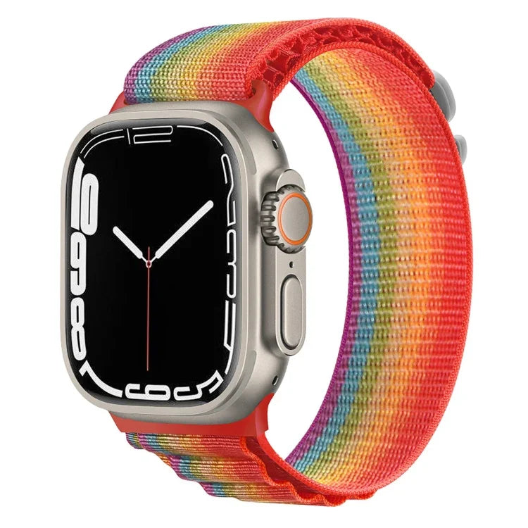 Pulseira de Relógio em Nylon com Fivela Prateada, Para Apple Watch Ultra 49mm / Série 8&7 45mm / SE 2&6&SE&5&4 44mm, Para Apple Watch Série 8&7 41mm / SE 2&6&SE&5&4 40mm / 3&2&1 38mm