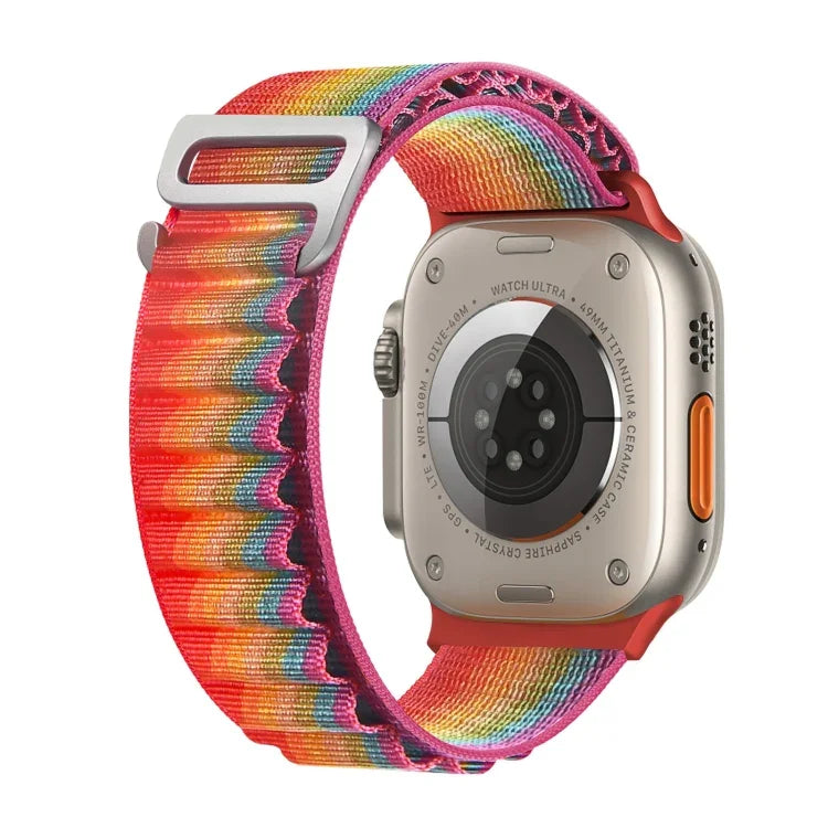 Pulseira de Relógio em Nylon com Fivela Prateada, Para Apple Watch Ultra 49mm / Série 8&7 45mm / SE 2&6&SE&5&4 44mm, Para Apple Watch Série 8&7 41mm / SE 2&6&SE&5&4 40mm / 3&2&1 38mm