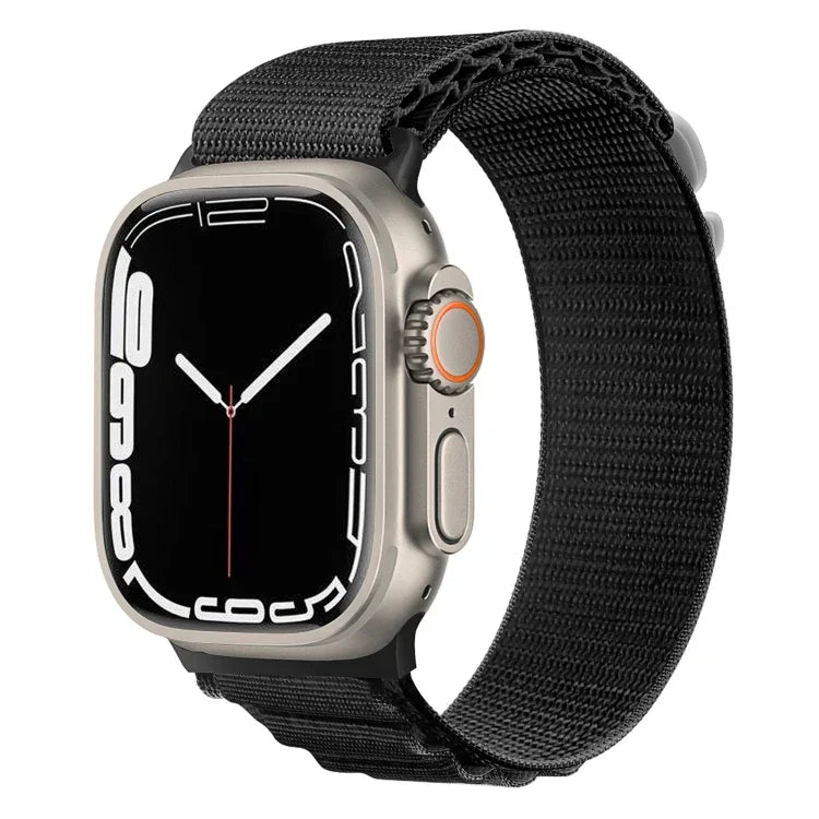 Pulseira de Relógio em Nylon com Fivela Prateada, Para Apple Watch Ultra 49mm / Série 8&7 45mm / SE 2&6&SE&5&4 44mm, Para Apple Watch Série 8&7 41mm / SE 2&6&SE&5&4 40mm / 3&2&1 38mm