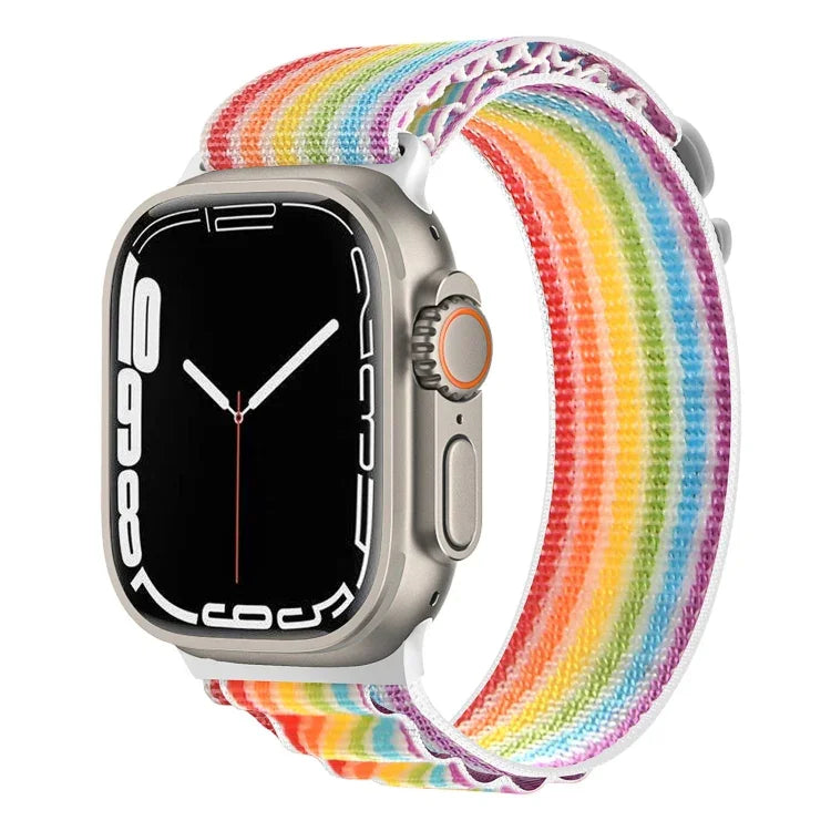 Pulseira de Relógio em Nylon com Fivela Prateada, Para Apple Watch Ultra 49mm / Série 8&7 45mm / SE 2&6&SE&5&4 44mm, Para Apple Watch Série 8&7 41mm / SE 2&6&SE&5&4 40mm / 3&2&1 38mm