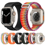 Pulseira de Relógio em Nylon com Fivela Prateada, Para Apple Watch Ultra 49mm / Série 8&7 45mm / SE 2&6&SE&5&4 44mm, Para Apple Watch Série 8&7 41mm / SE 2&6&SE&5&4 40mm / 3&2&1 38mm