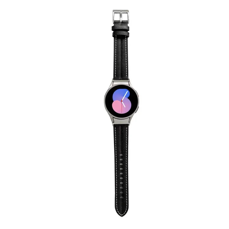Correia de Relógio em Couro Genuíno Estriado, Para Samsung Galaxy Watch5 40mm / 44mm