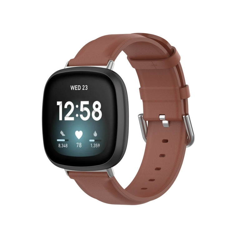 Genuine Leather Watch Band, For Fitbit Versa 3 / Sense