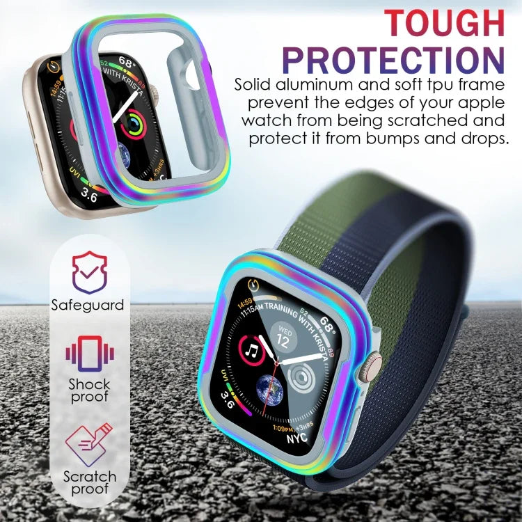 Capa Protetora 2 em 1 em Liga de Alumínio + TPU, Para Apple Watch Ultra 3 / 2 / 1 49mm, Para Apple Watch Série 9 / 8 / 7 45mm, Para Apple Watch Série 6 / 5 / 4 / SE 44mm, Para Apple Watch Série 9 / 8 / 7 41mm, Para Apple Watch Série 6 / 5 / 4 / SE 40mm