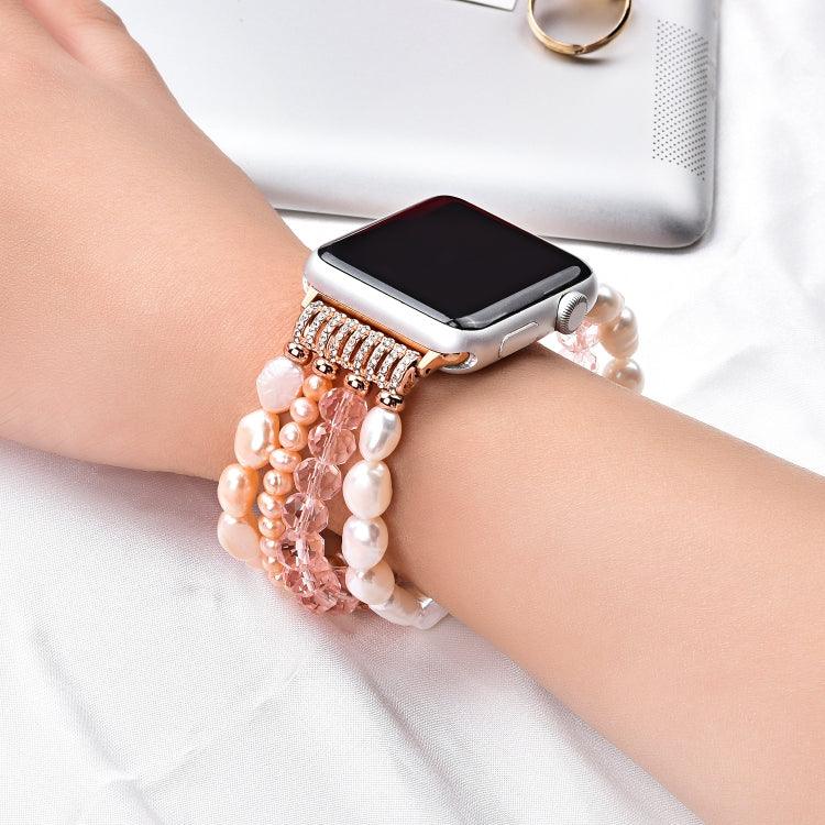 Correia de Relógio com Cristais de Pérola, Para Apple Watch 5 & 4 40mm / 3 & 2 & 1 38mm, Para Apple Watch 5 & 4 44mm / 3 & 2 & 1 42mm