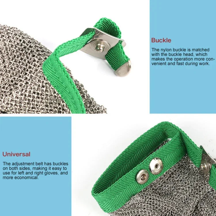 Luvas de Proteção Laboral em Aço Inoxidável 304 com 5 Dedos e Anel de Aço Anticorte, XXS, XS, S, M, L