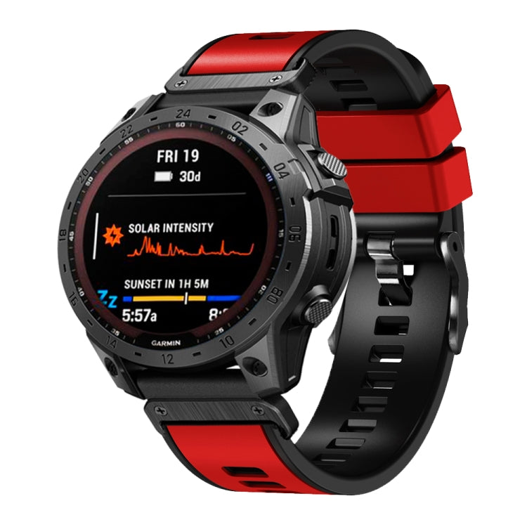 22mm Plain Weave Two-Color Quick Release Silicone Watch Band, For Garmin Fenix 7