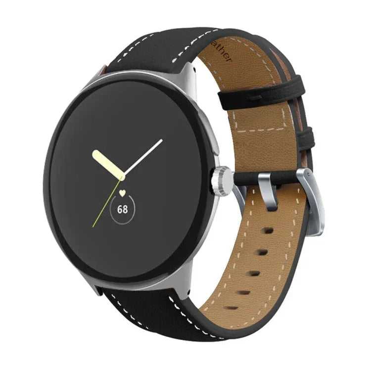 Pulseira de Relógio em Pele Genuína com Costura de Cauda Apontada, Para Google Pixel Watch 4 / 3 / 2 / 1 41mm