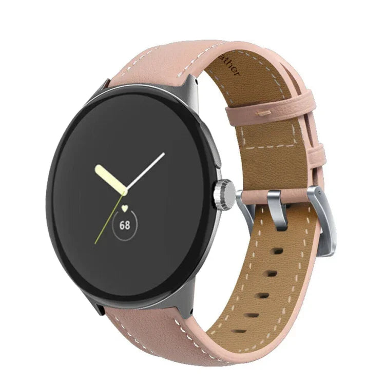 Pulseira de Relógio em Pele Genuína com Costura de Cauda Apontada, Para Google Pixel Watch 4 / 3 / 2 / 1 41mm