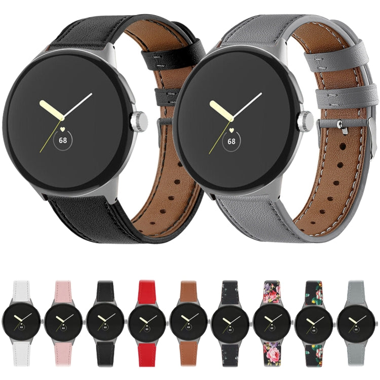 Correia de relógio em pele genuína com cauda redonda, para Google Pixel Watch 4 / 3 / 2 / 1 41mm