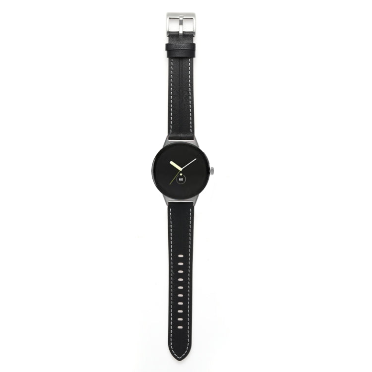 Correia de relógio em pele genuína com ranhuras, para Google Pixel Watch 4 / 3 / 2 / 1 41mm