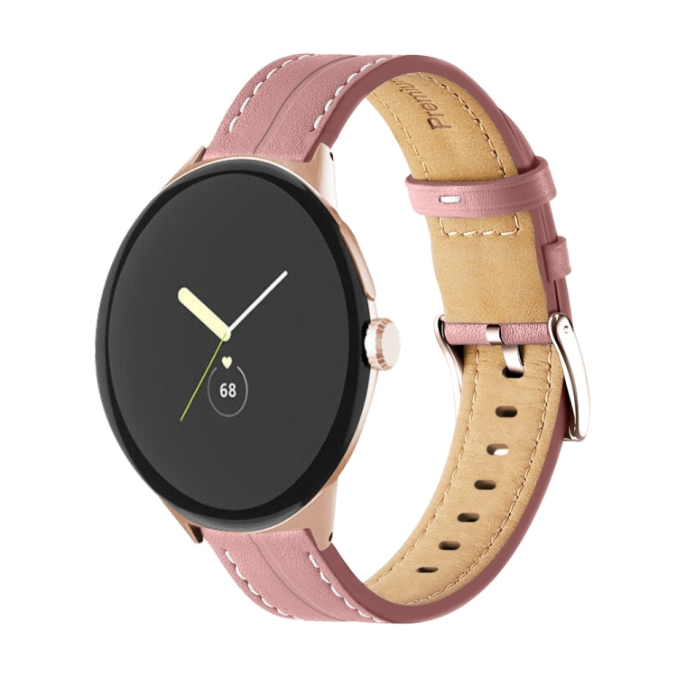 Correia de relógio em pele genuína com ranhuras, para Google Pixel Watch 4 / 3 / 2 / 1 41mm