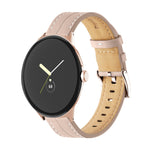 Correia de relógio em pele genuína com ranhuras, para Google Pixel Watch 4 / 3 / 2 / 1 41mm