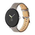 Correia de relógio em pele genuína com ranhuras, para Google Pixel Watch 4 / 3 / 2 / 1 41mm